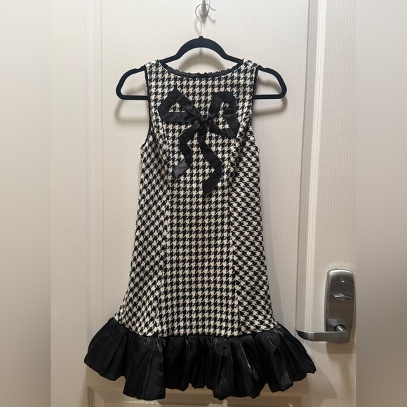 En Saison Marley Houndstooth Bubble Hem Mini Dress w/ Organza Bow – Size S NWT - Picture 5 of 8